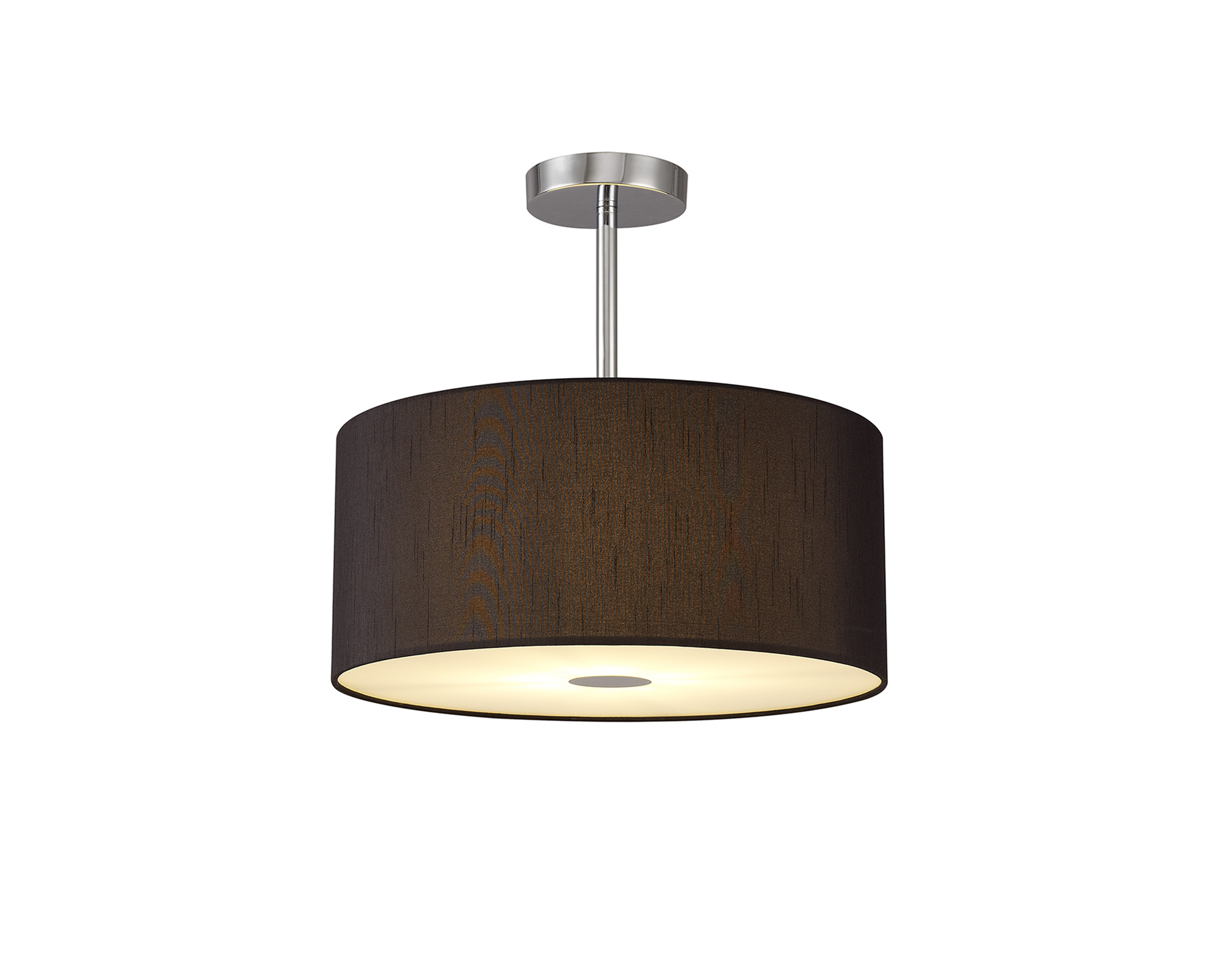 DK0101  Baymont 40cm Semi Flush 1 Light Polished Chrome, Black, Frosted Diffuser